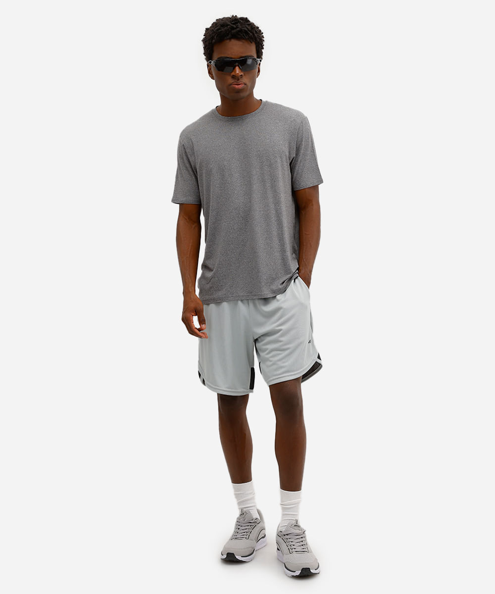 short masculino esportivo texturizado com recorte verde
