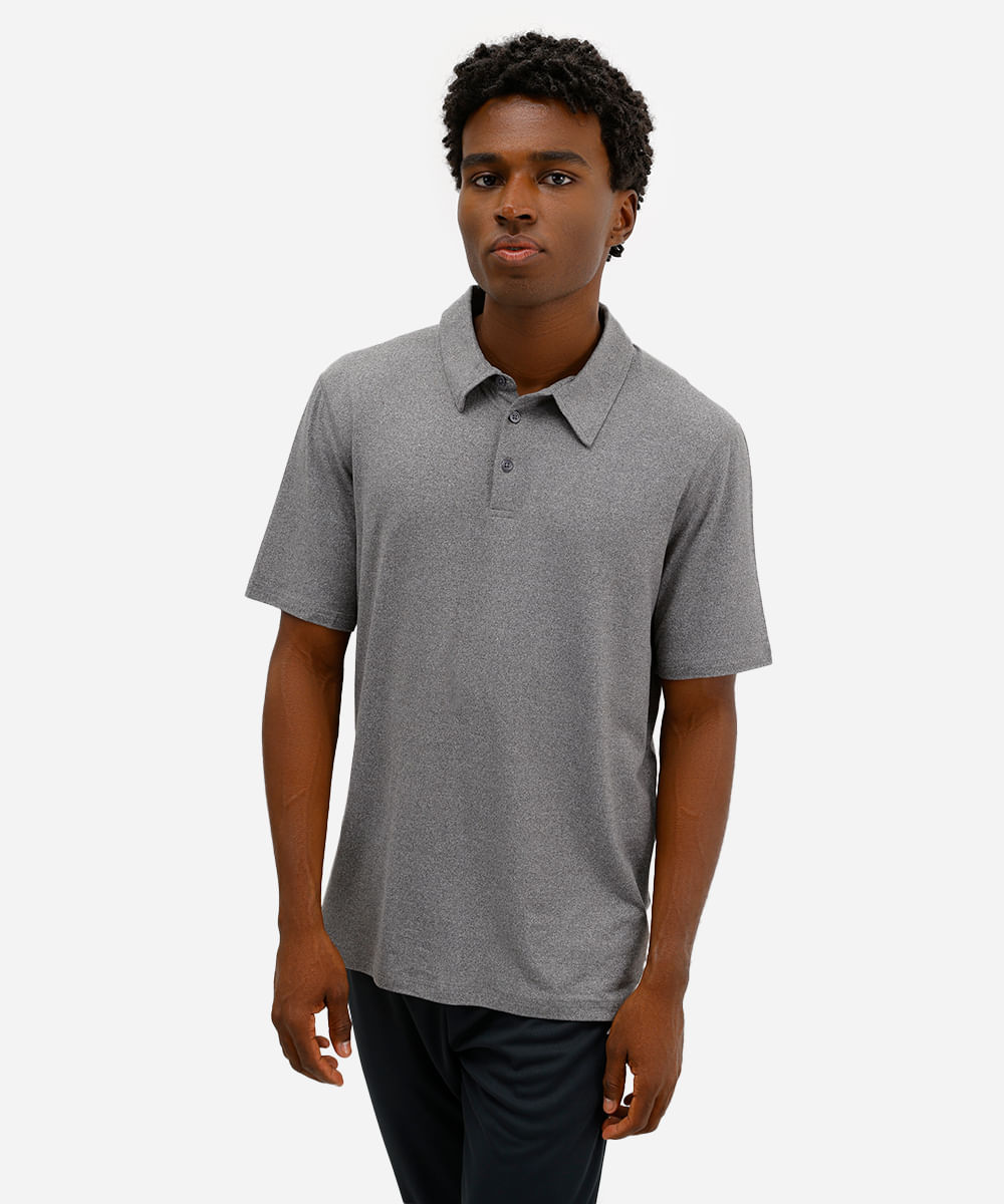polo masculina esportiva ace manga curta cinza