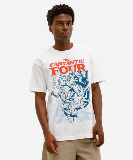 camiseta relaxed fit masculino de algodão quarteto fantástico off white P camiseta relaxed fit masculino de algodão quarteto fantástico off white P