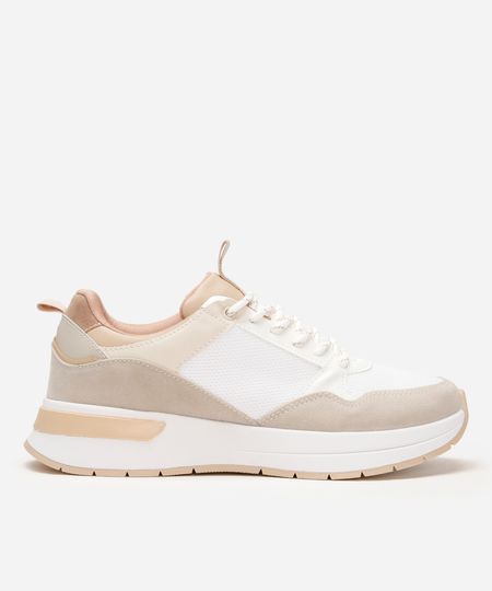 tênis esportivo feminino com recortes ace branco 34