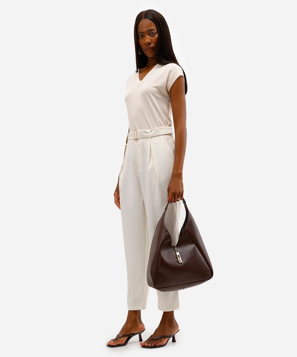 calça feminina de alfaiataria com cinto off white 40