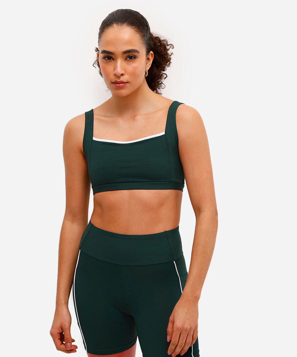 top feminino esportivo ace decote quadrado verde
