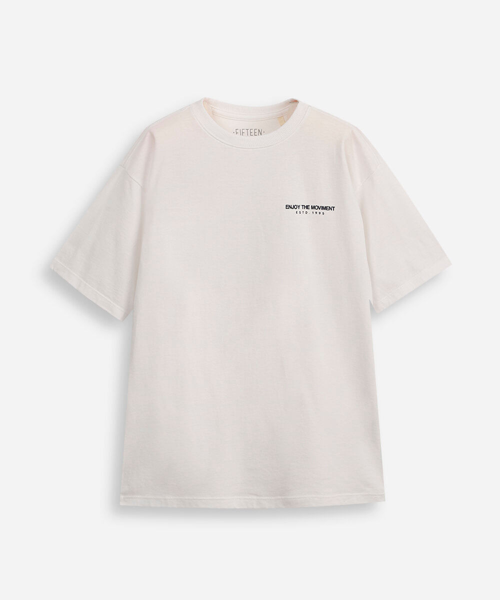 camiseta comfort juvenil de algodão enjoy the moviment off white