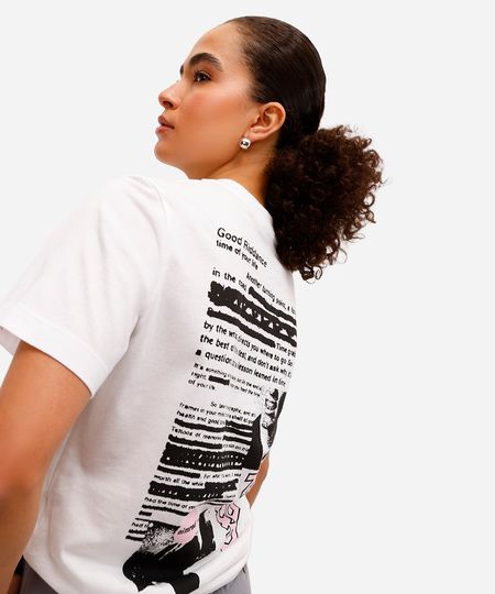 camiseta feminina de algodão green day off white M camiseta feminina de algodão green day off white M