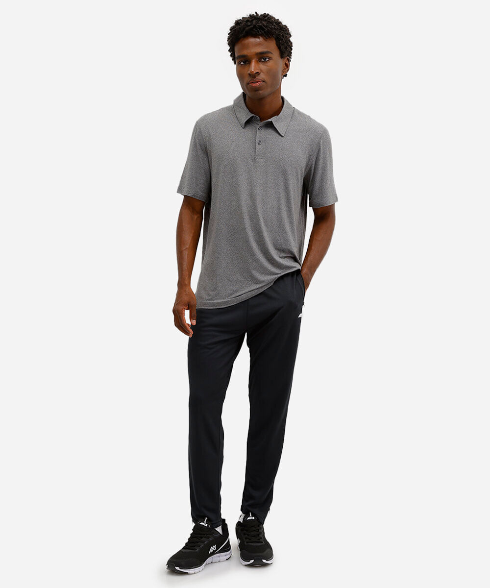 calça slim com recorte elástico e zíper esportiva ace preta