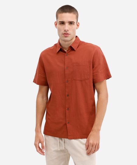camisa masculina de algodão manga curta com bolso vermelha P camisa masculina de algodão manga curta com bolso vermelha P