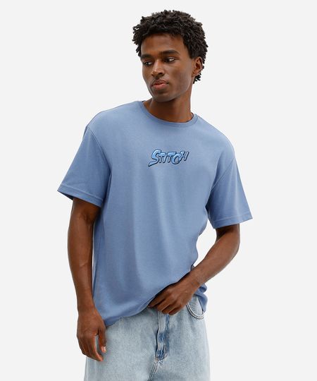 camiseta masculina manga curta stitch azul M