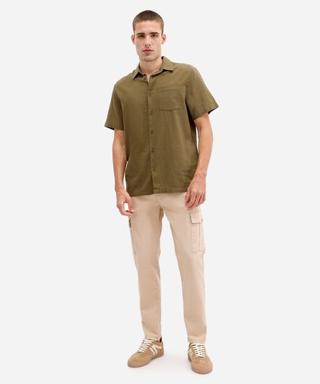 calça cargo masculina de sarja bege 38