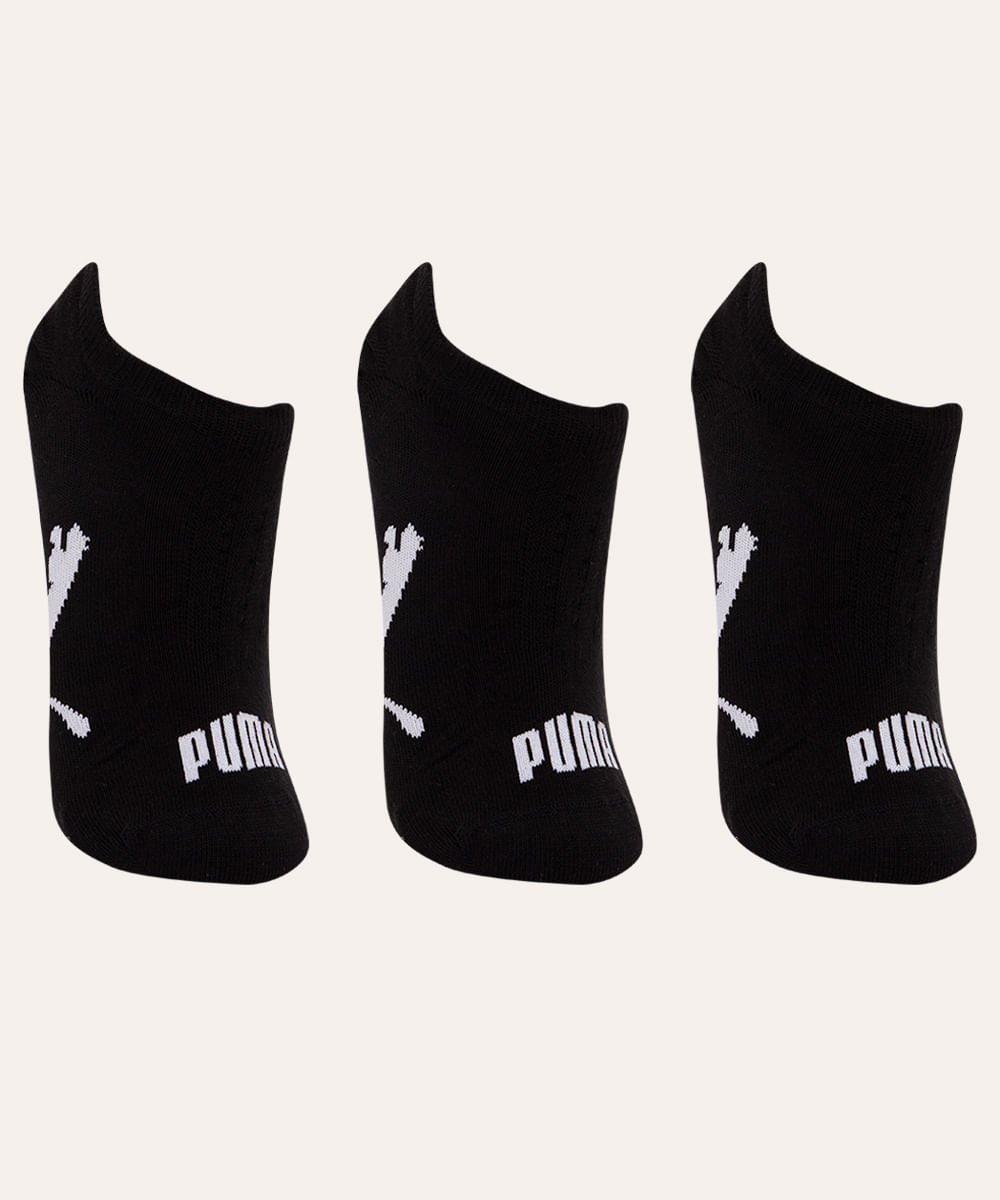 kit de 3 pares de meias sapatilha puma preto kit de 3 pares de meias sapatilha puma preto