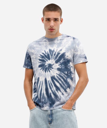 camiseta masculina de algodão tie dye azul P camiseta masculina de algodão tie dye azul P