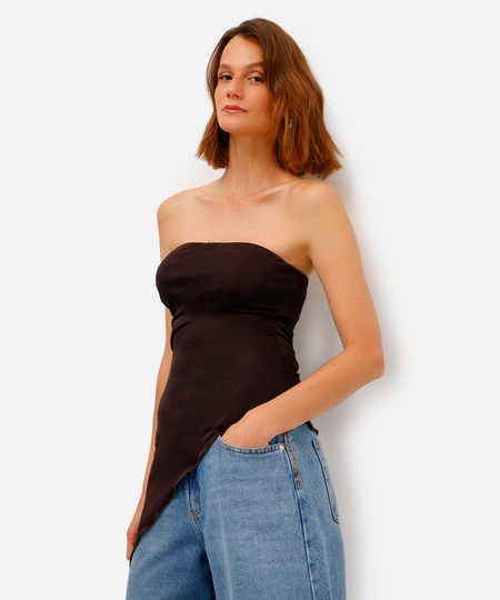 blusa sem alça feminina assimétrica marrom M