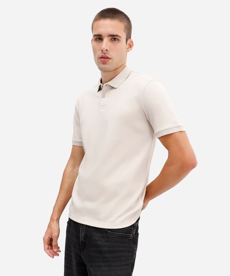 polo masculina de algodão peruano manga curta cinza P