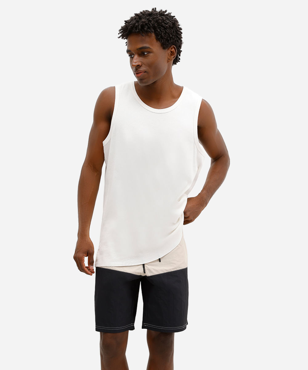 short boardshort masculino com recorte bege