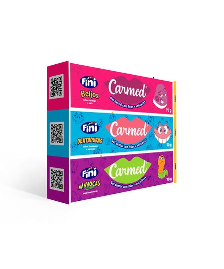 kit infantil de pasta de dente carmed com flúor fini 3 bisnagas 70g UNICO kit infantil de pasta de dente carmed com flúor fini 3 bisnagas 70g UNICO