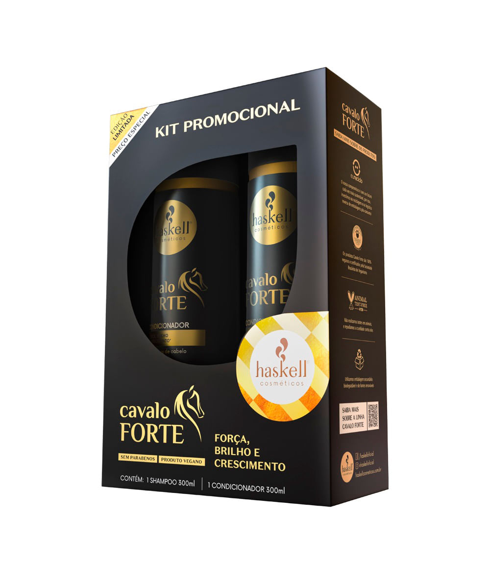kit haskell cavalo forte shampoo e condicionador 300ml