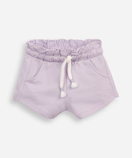 short infantil de moletom sem felpa cós elástico lilás 2