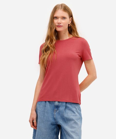 camiseta feminina básica de viscose manga curta rosa PP camiseta feminina básica de viscose manga curta rosa PP