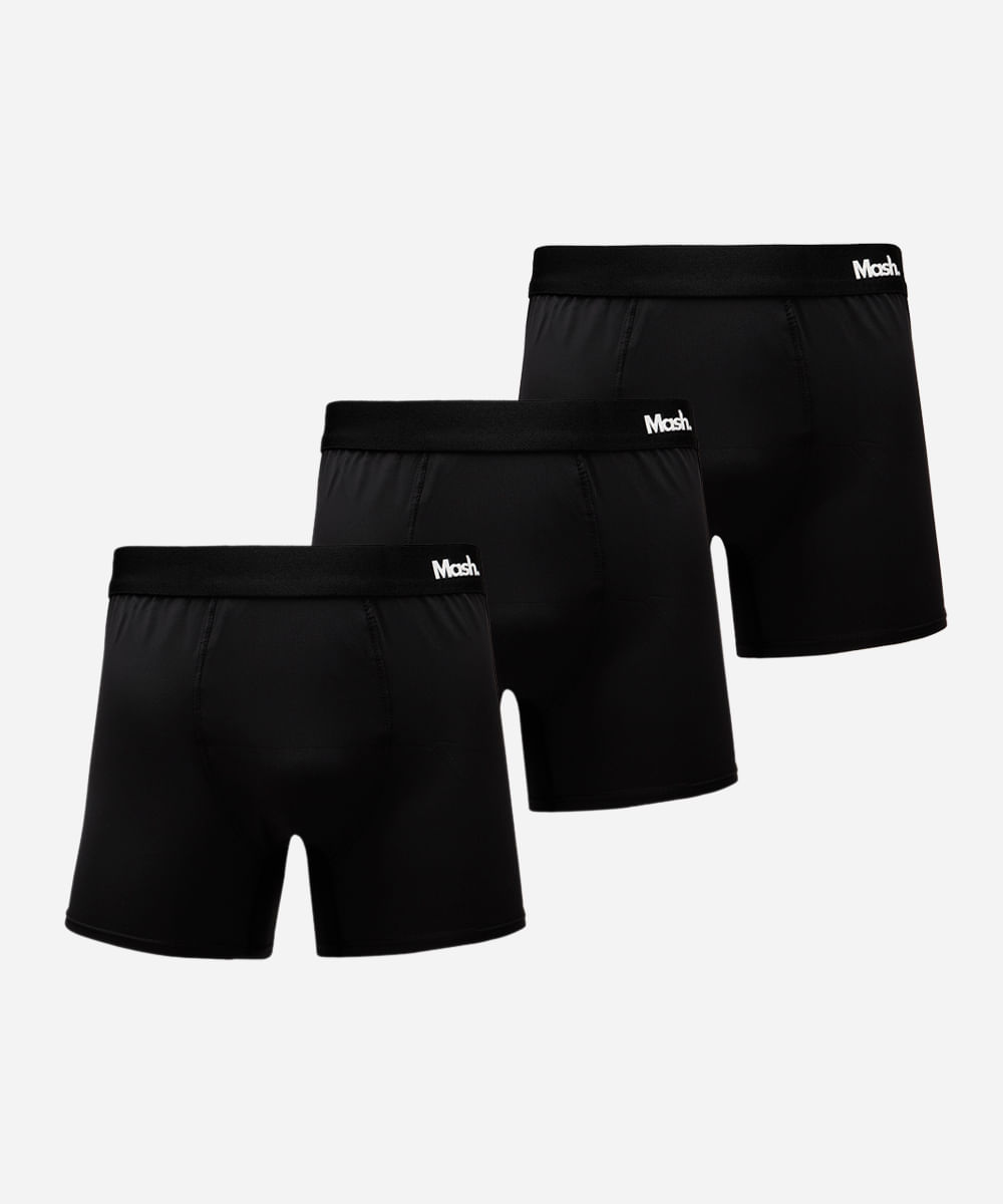 kit de 3 cuecas masculinas boxer mash preta