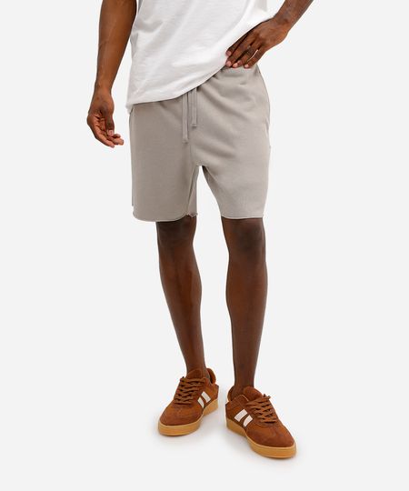 bermuda masculina de moletom com bolsos cinza M bermuda masculina de moletom com bolsos cinza M