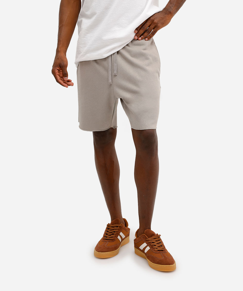 bermuda masculina de moletom com bolsos cinza