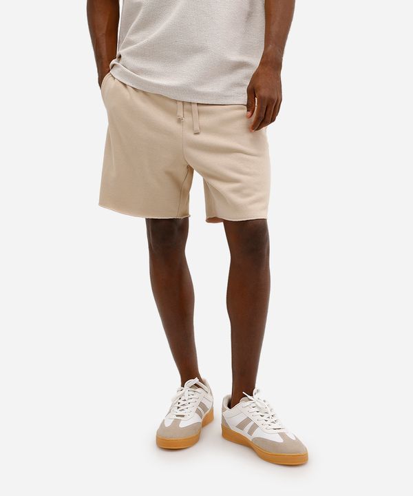 bermuda de moletom com bolsos bege G