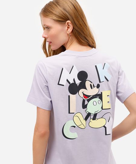 camiseta feminina de algodão mickey lilás G camiseta feminina de algodão mickey lilás G