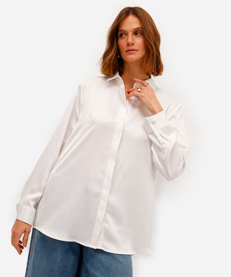 camisa acetinada oversized off white G