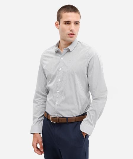 camisa masculina manga longa listrada azul P camisa masculina manga longa listrada azul P