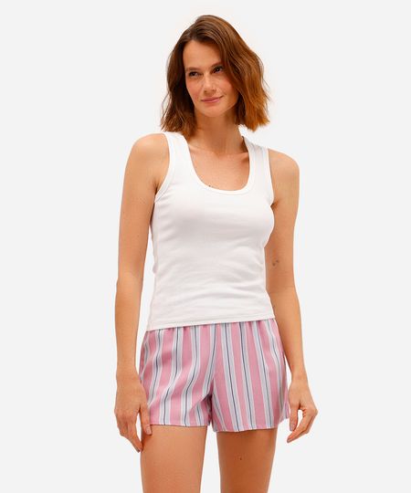 short de pijama feminino avulso em viscose listrado rosa PP short de pijama feminino avulso em viscose listrado rosa PP