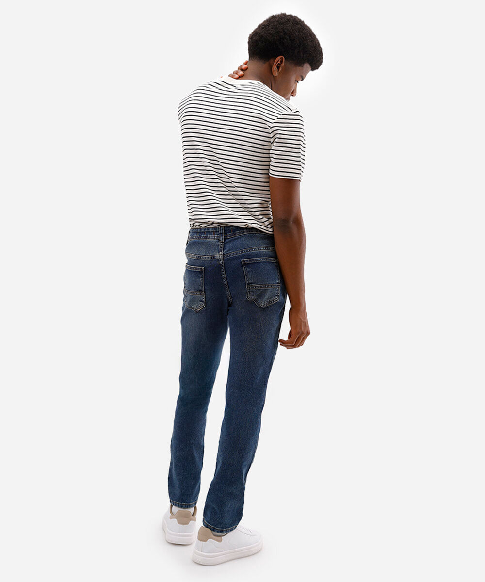 calça slim comfort jeans azul