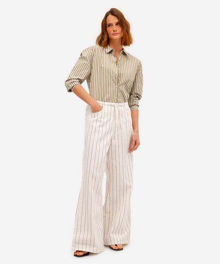 calça pijama feminina de sarja listrada off white 38 calça pijama feminina de sarja listrada off white 38