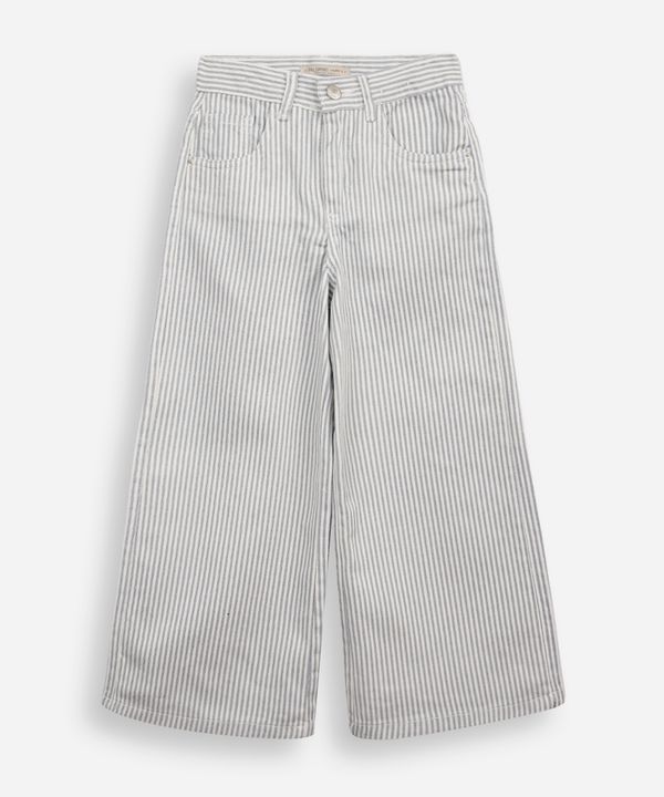 calça wide leg infantil de sarja listrada off white 10
