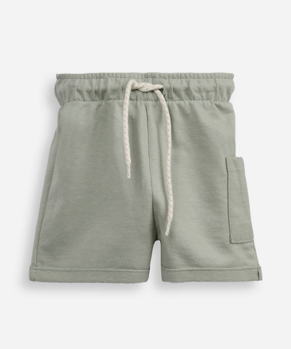 bermuda de moletinho com cordão e bolso verde