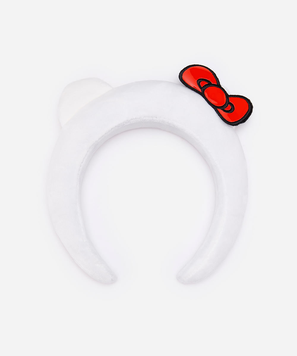 tiara infantil hello kitty texturizada branca