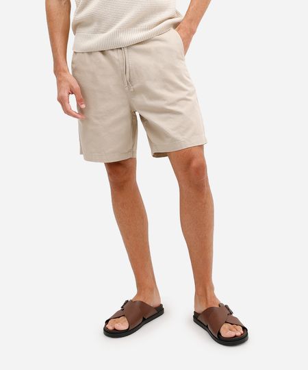 bermuda jogger masculina de sarja bege P