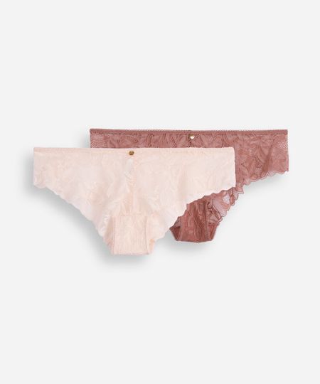 kit de 2 calcinhas caleçon renda floral  colorida P kit de 2 calcinhas caleçon renda floral  colorida P