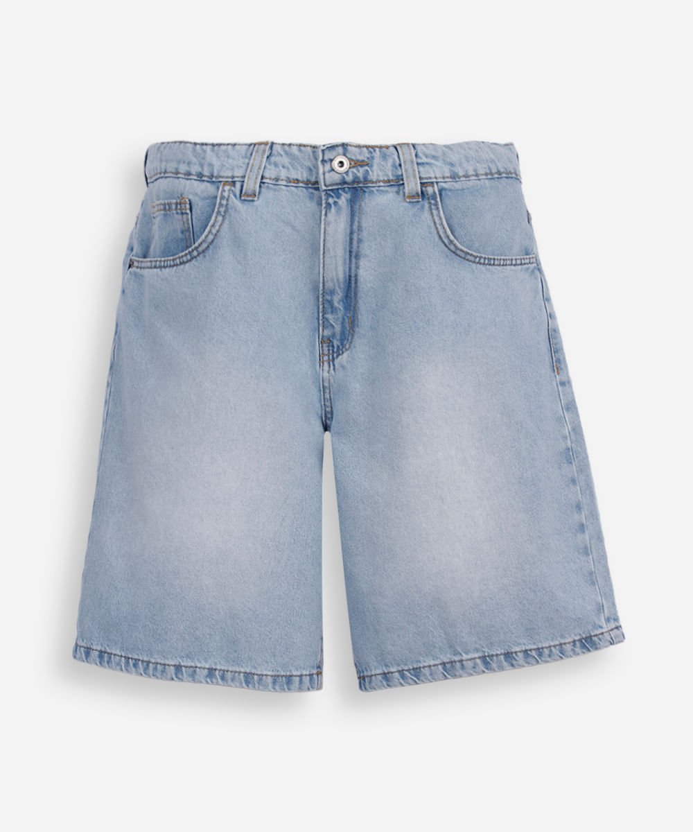 bermuda baggy juvenil jeans azul