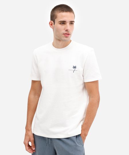 camiseta masculina de algodão manga curta texturizada off white P
