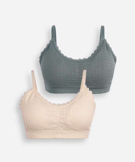 kit 2 sutiãs triângulo de microfibra sem costura com renda colorido M kit 2 sutiãs triângulo de microfibra sem costura com renda colorido M