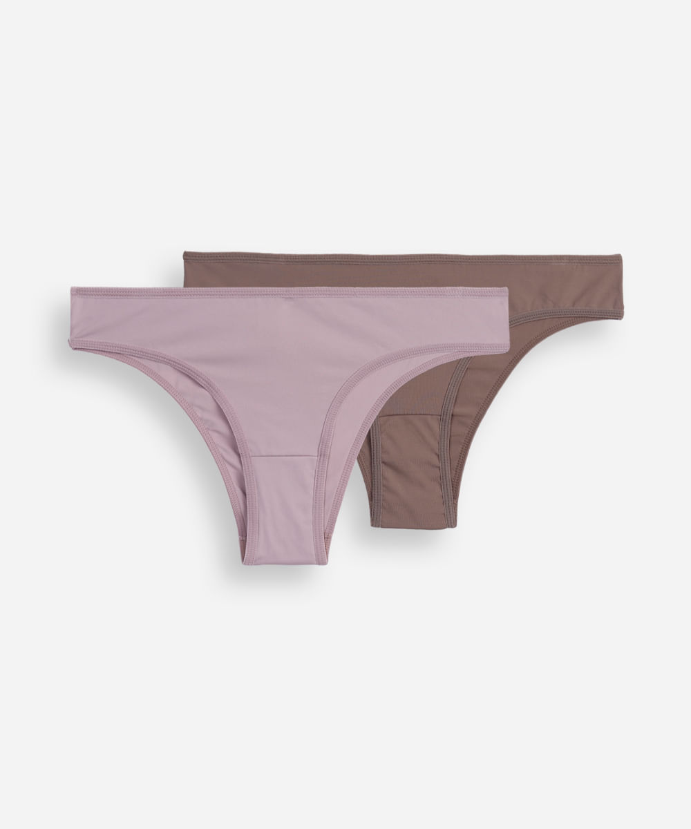 kit 2 calcinhas biquíni de microfibra básica colorido