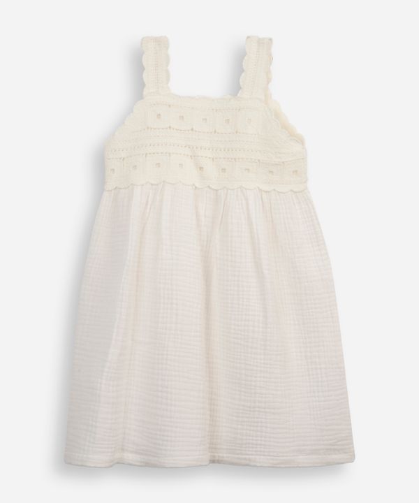 vestido infantil com bordado de crochê off white 10