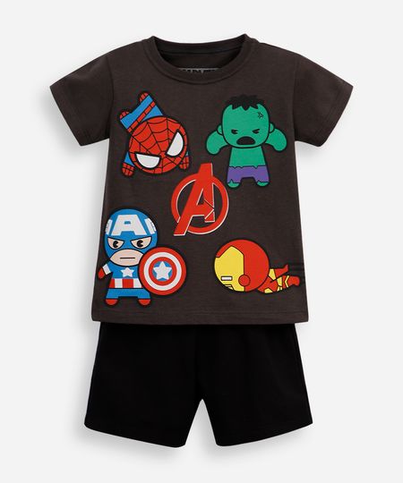 conjunto infantil curto os vingadores cinza 1 conjunto infantil curto os vingadores cinza 1