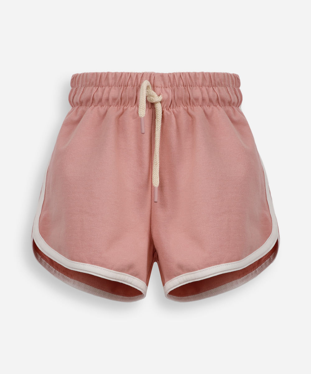 short básico infantil em moletom rosa