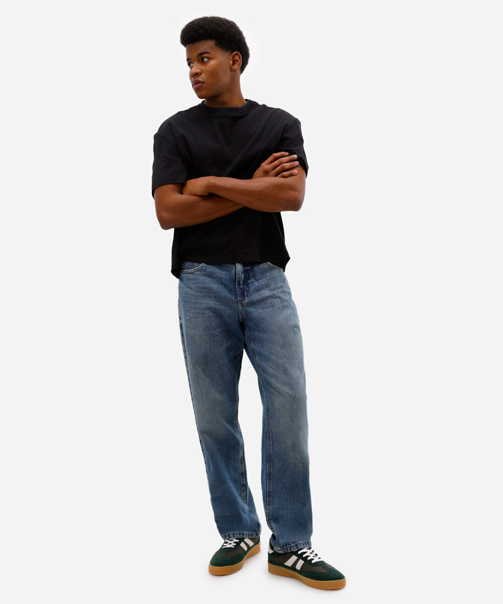 calça skater masculina jeans dirty azul