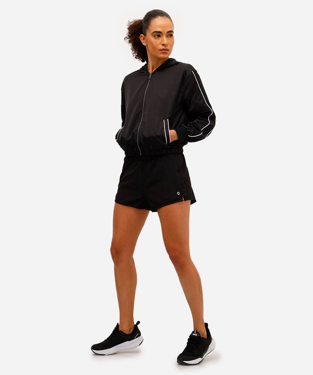 short running feminino esportivo ace com refletivos preto