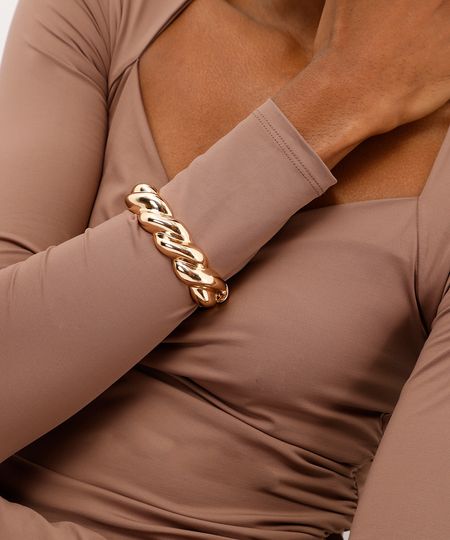 pulseira texturizada dourada UNICO