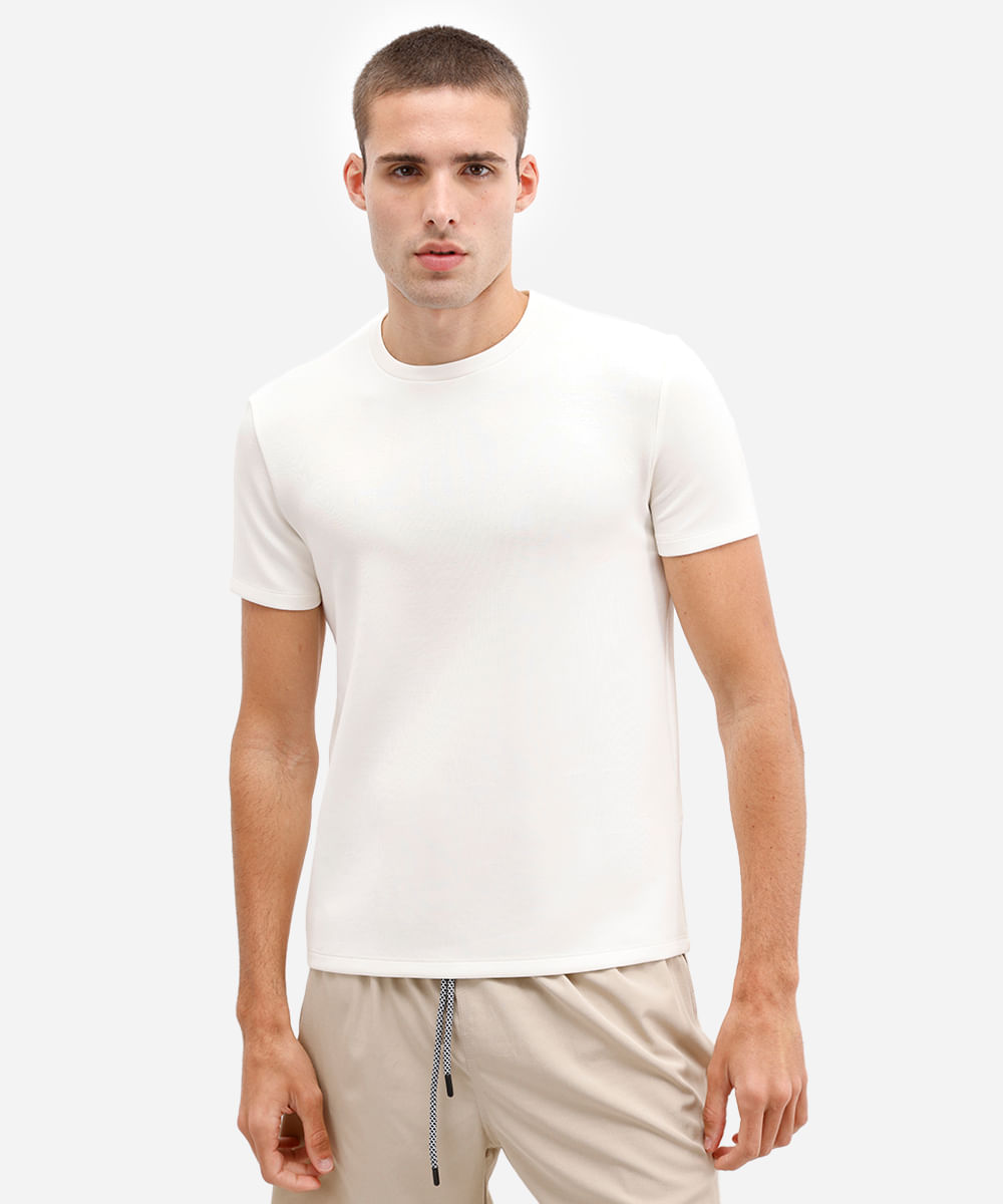 camiseta masculina esportiva ace básica slim modal off white