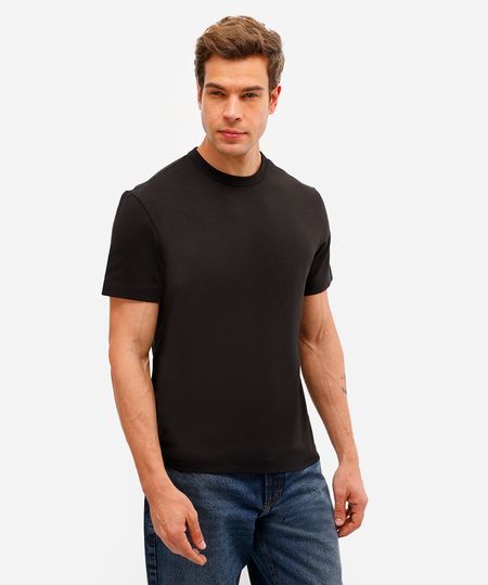 camiseta comfort masculina de algodão peruano e liocel preta P camiseta comfort masculina de algodão peruano e liocel preta P
