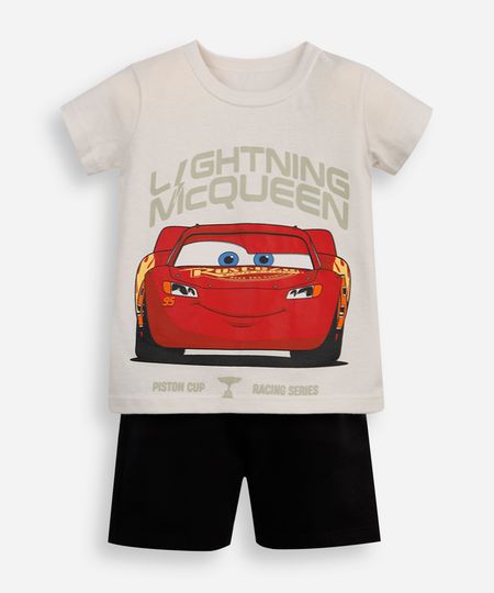 conjunto infantil curto carros bege 1