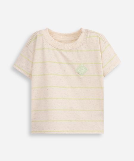 camiseta infantil manga curta listrada bege 1 camiseta infantil manga curta listrada bege 1